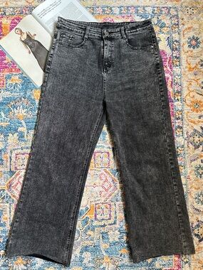 High-Rise Washed Gray Boyfriend Jeans - Women's